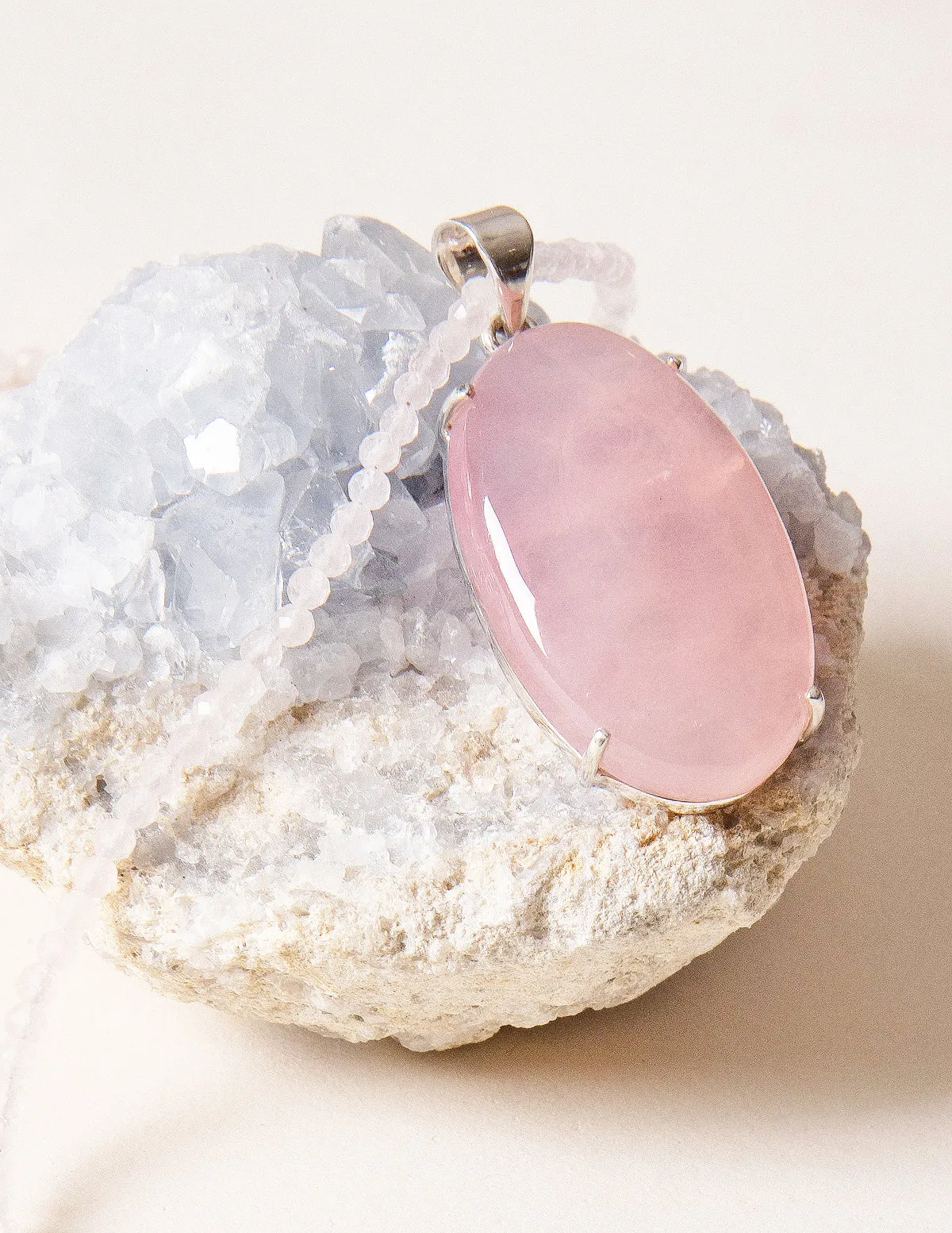 Rose Quartz Gemstone Necklace - One of a Kind