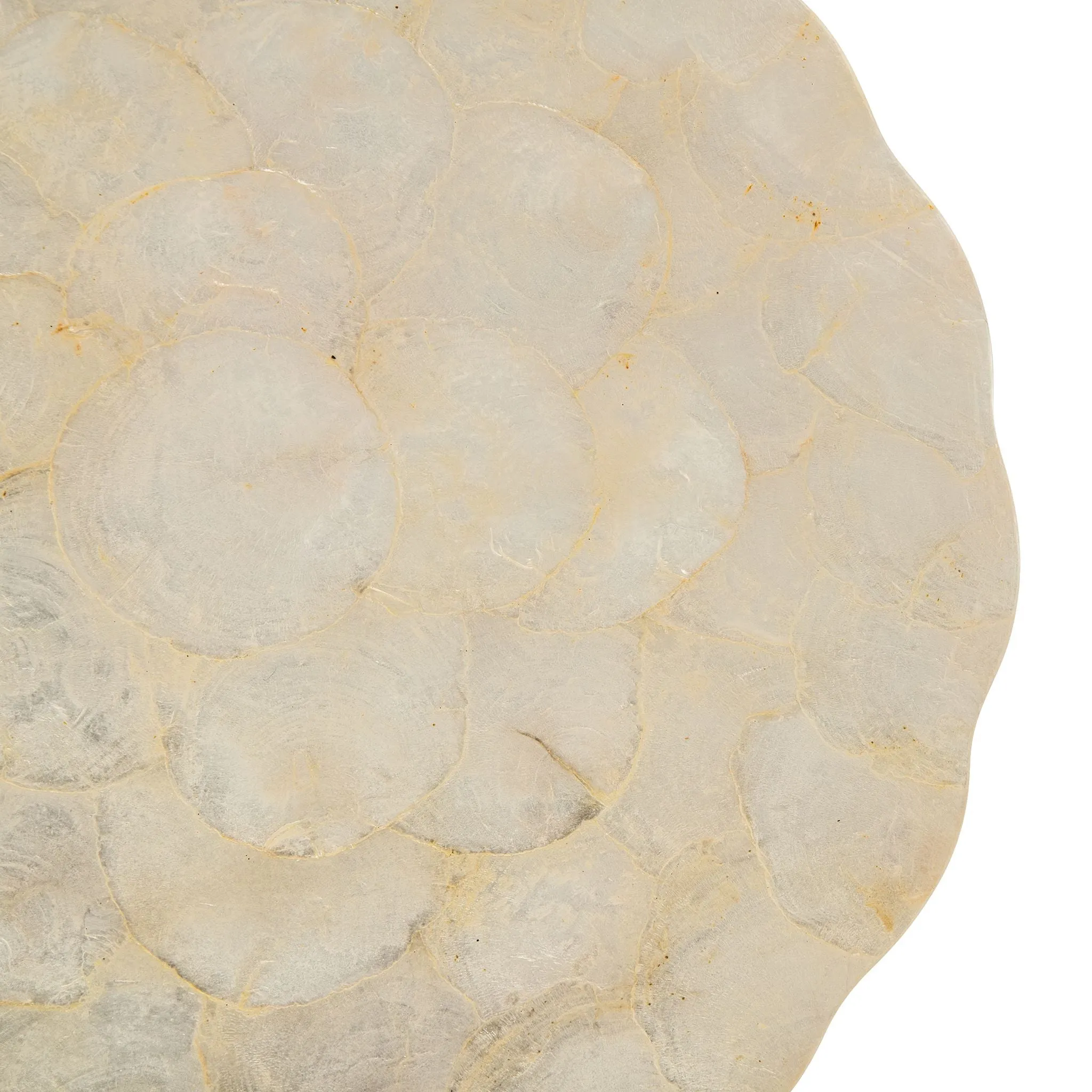 Round 15 in. Capiz Seashell Placemats (Set of 2) , Ivory-Gold-Plearlescent