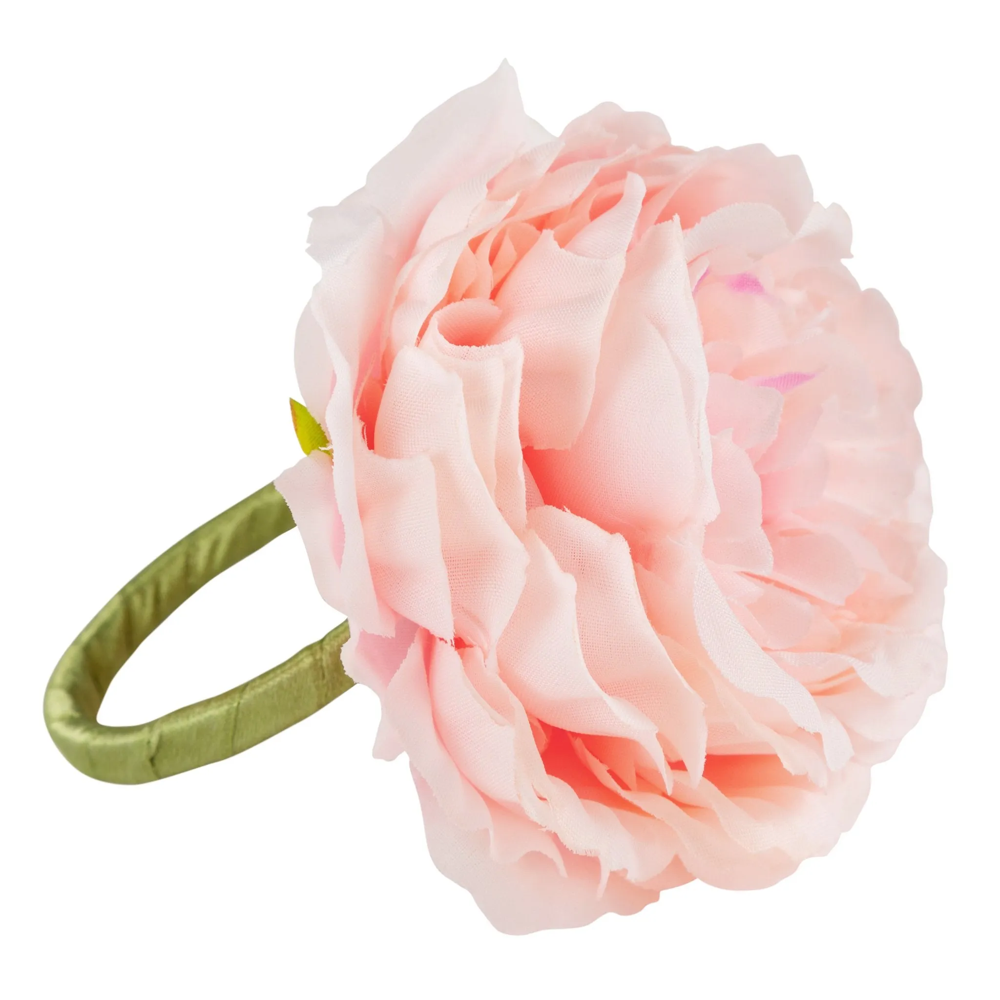 Silk Peony Flower Napkin Ring Holder (10 Count) - Pink