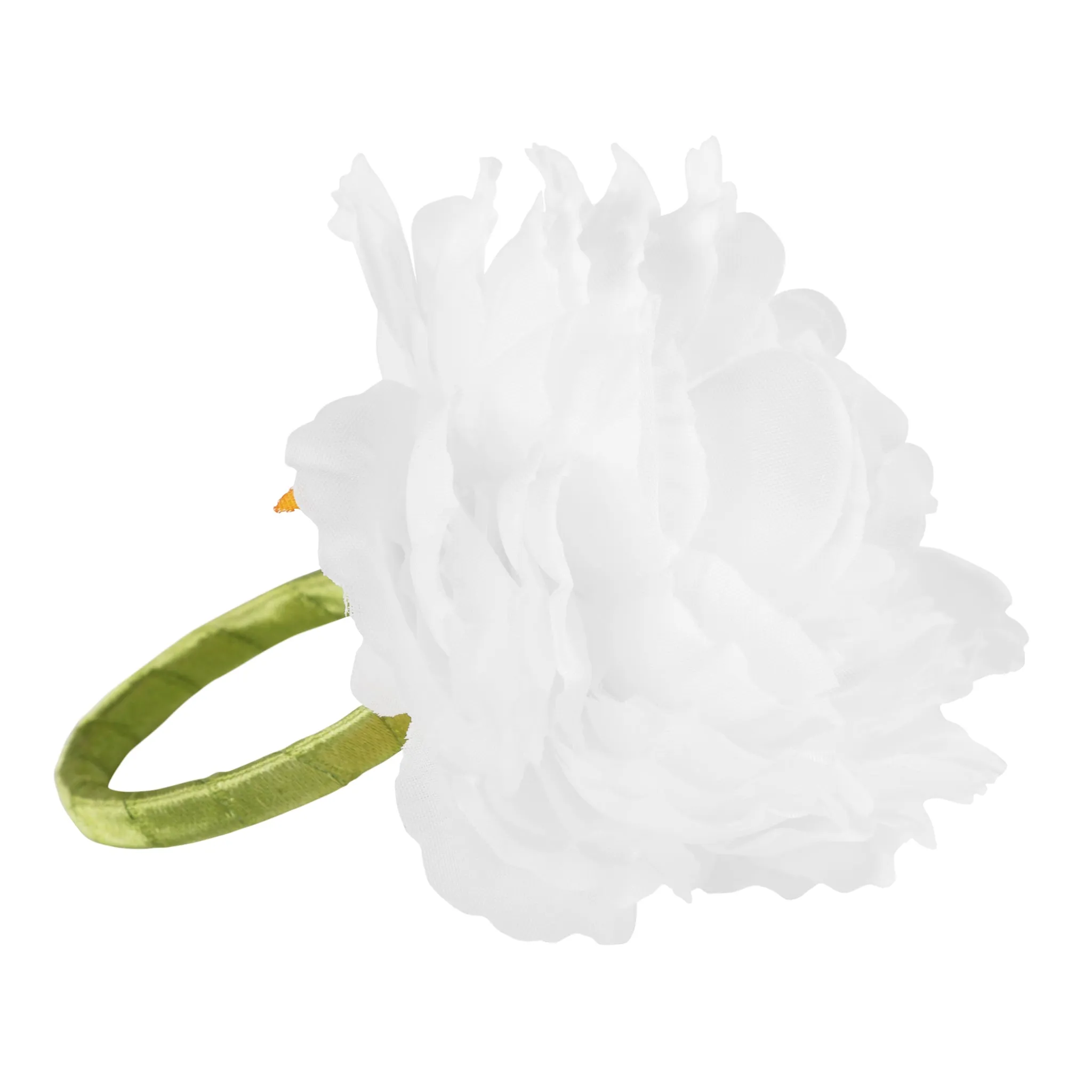 Silk Peony Flower Napkin Ring Holder (10 Count) - White