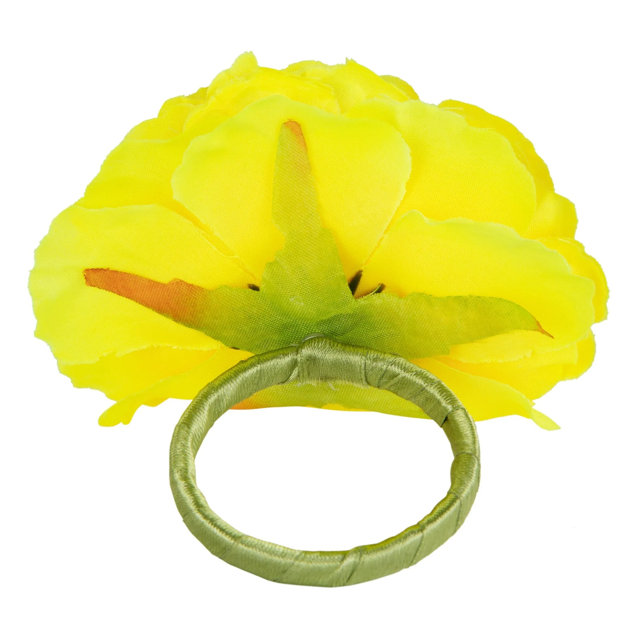 Silk Peony Flower Napkin Ring Holder (10 Count) - Yellow