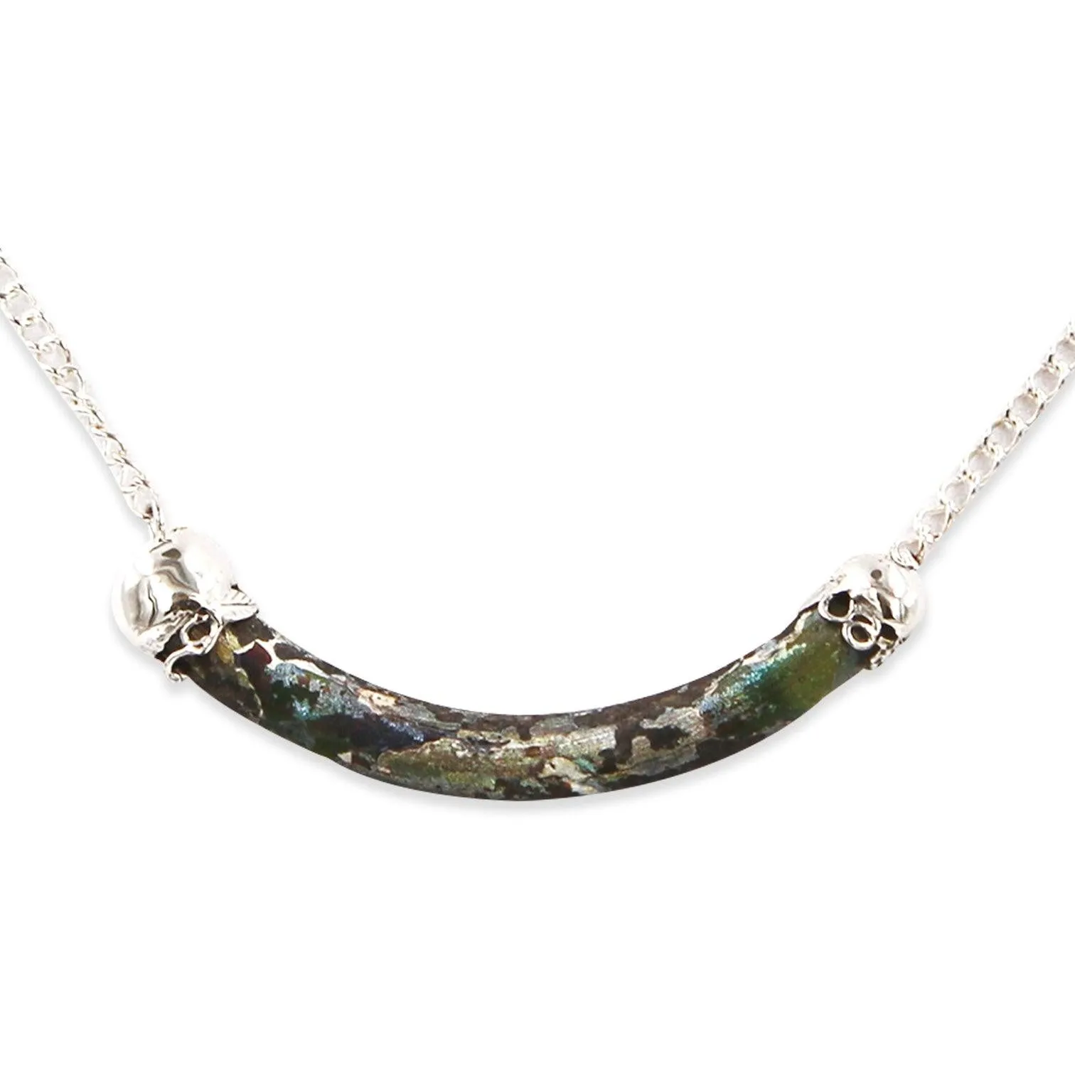 Silver Necklace - Roman Glass