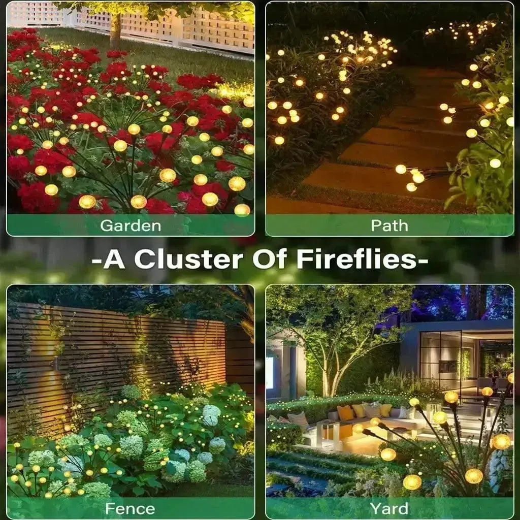 Solar Powered Garden Lights Outdoor Waterproof LED Firefly Lighting For Home, Yard