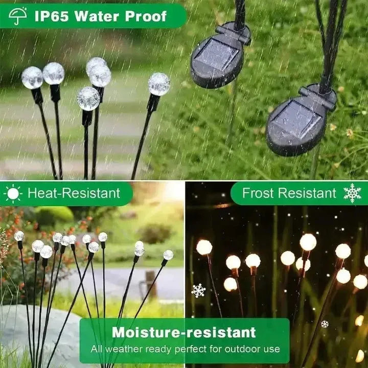 Solar Powered Garden Lights Outdoor Waterproof LED Firefly Lighting For Home, Yard