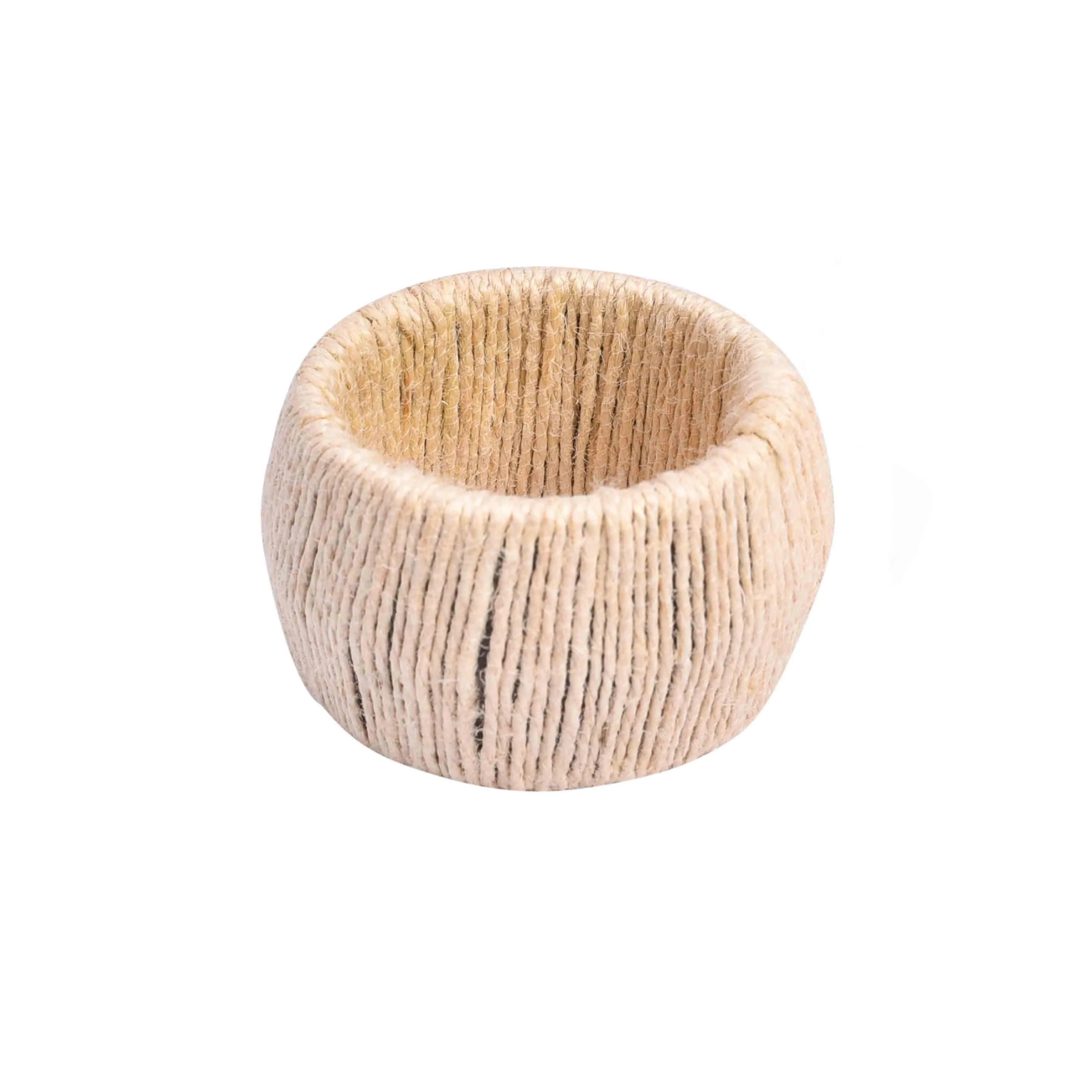 Spooling Around Jute Napkin Ring in Ivory, Set of 4