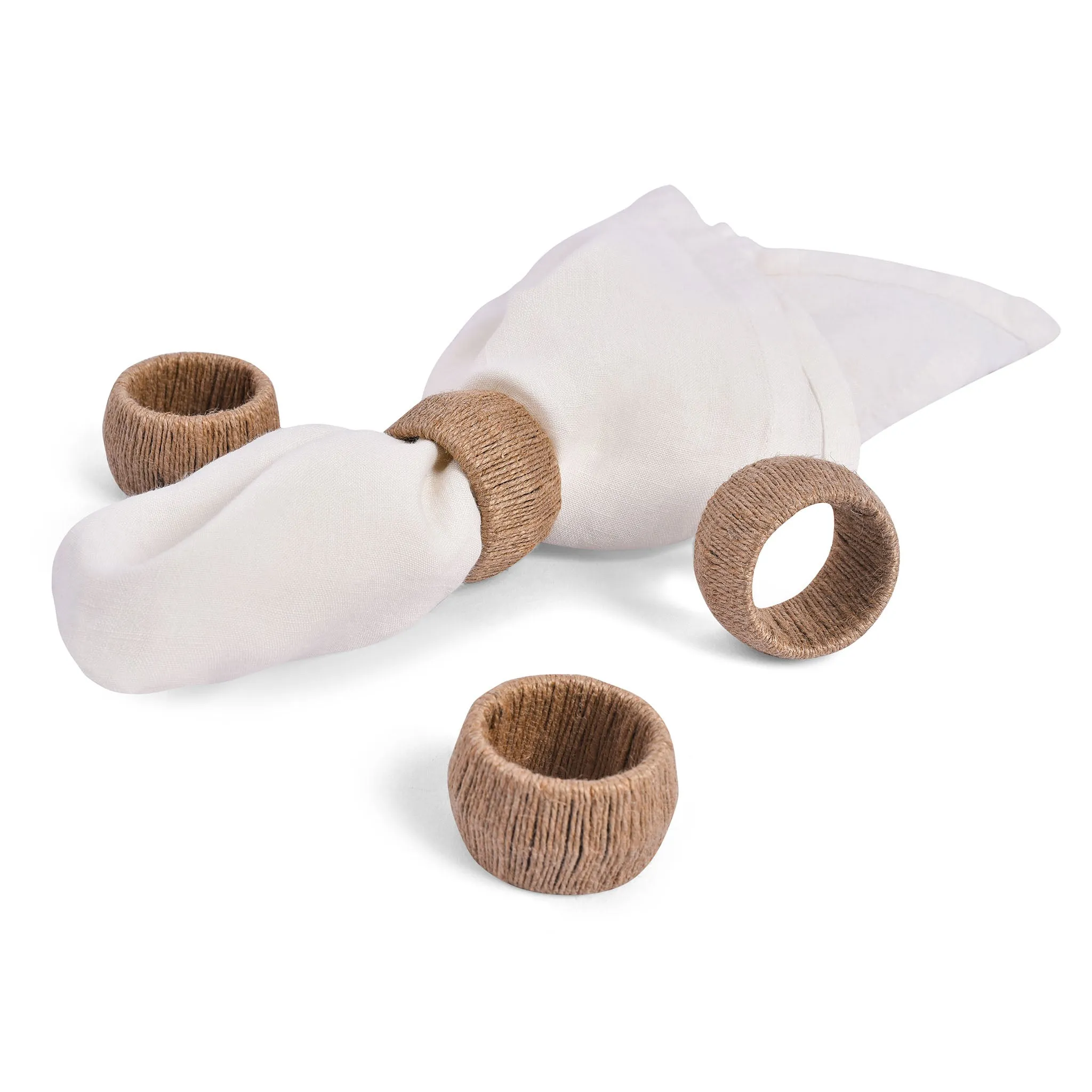 Spooling Around Jute Napkin Ring in Natural, Set of 4