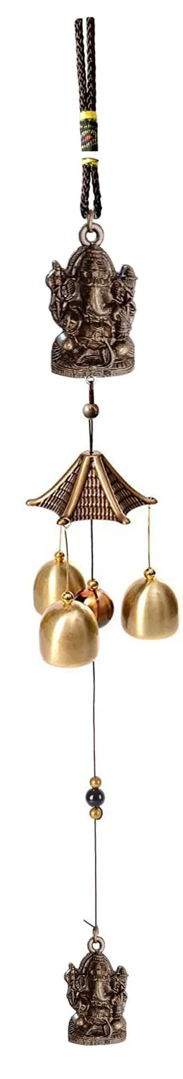 Synlark 3 Bell Feng Shui Positive Energy Peacock Metal Wind Chimes for Home Decoration Brass Windchime (23 inch)