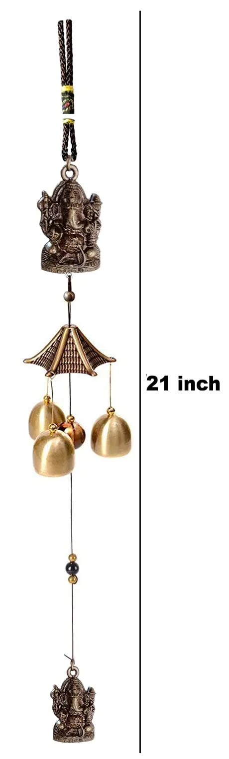 Synlark 3 Bell Feng Shui Positive Energy Peacock Metal Wind Chimes for Home Decoration Brass Windchime (23 inch)