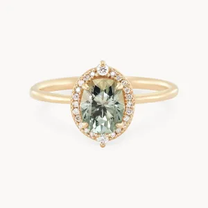 the flower moon ring one-of-a-kind - 14k yellow gold ring, green colourless sapphire AC