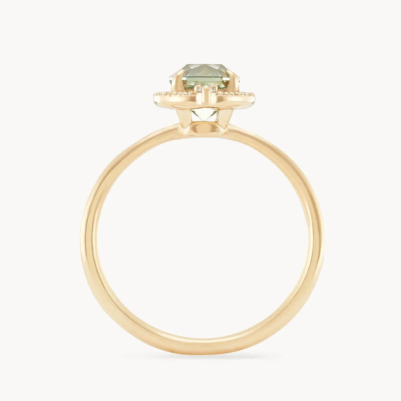 the flower moon ring one-of-a-kind - 14k yellow gold ring, green colourless sapphire AC