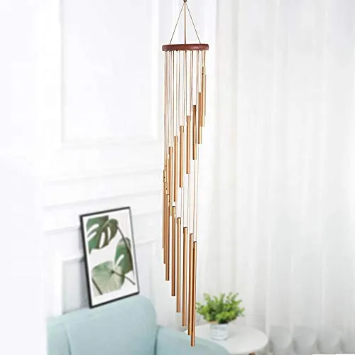 TIMESETL Classic Wind Chime, 18 Aluminium Tubes Rotate WindChimes Tube Tones Magical Sounds, for Home Decoration Magical Gift (RoseGold)