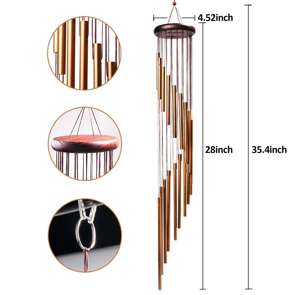 TIMESETL Classic Wind Chime, 18 Aluminium Tubes Rotate WindChimes Tube Tones Magical Sounds, for Home Decoration Magical Gift (RoseGold)