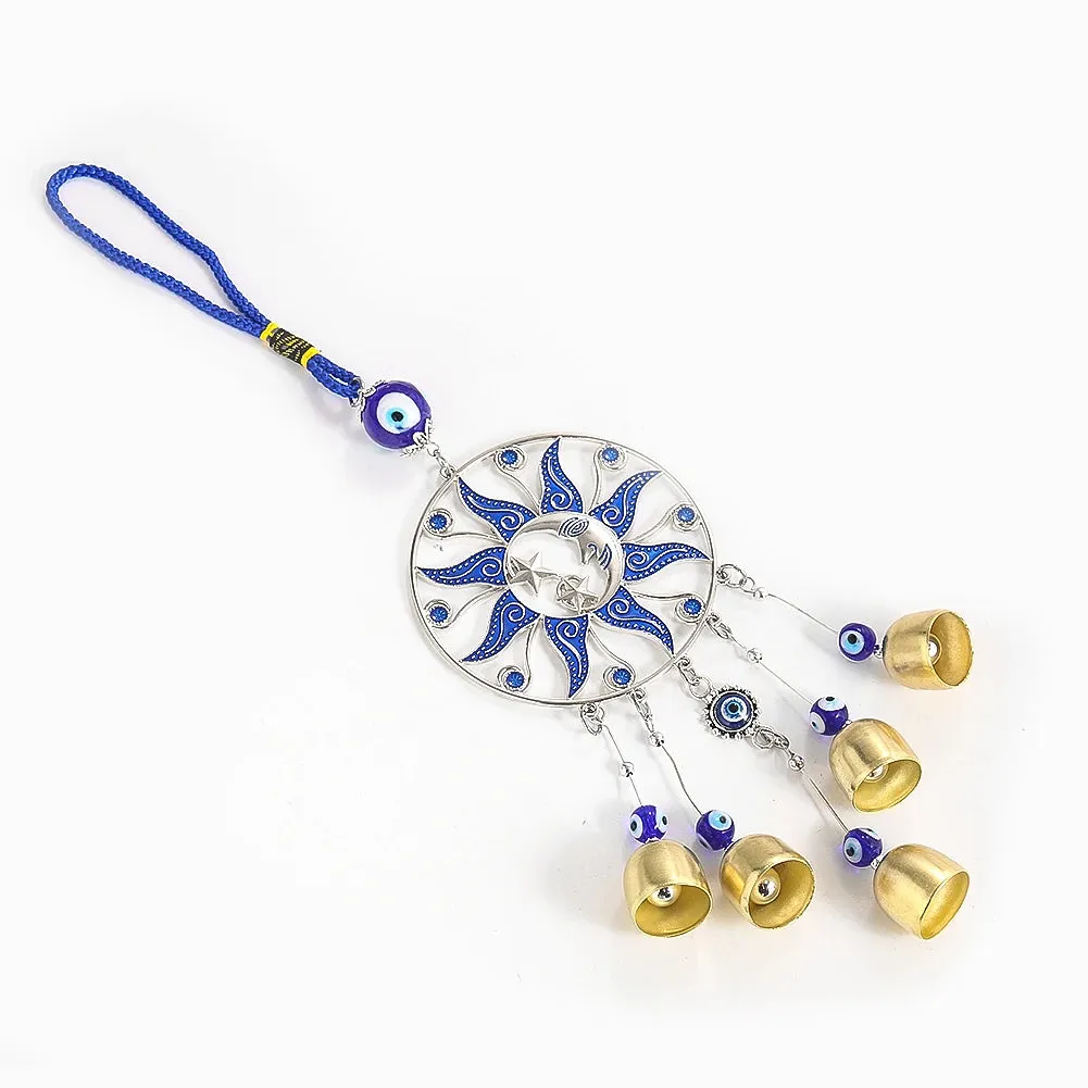 Turkish Blue Eye Wind Chimes Sun Moon Amulet Protection