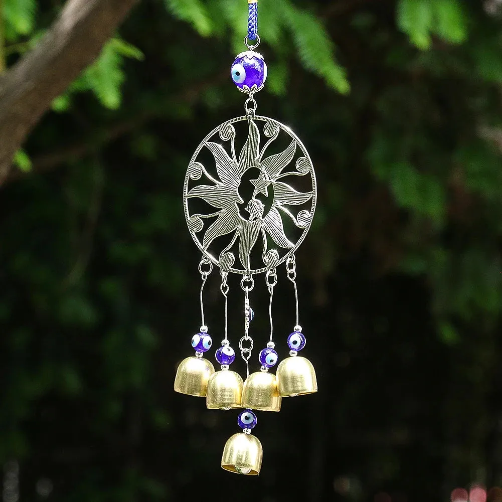 Turkish Blue Eye Wind Chimes Sun Moon Amulet Protection