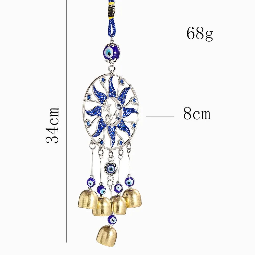 Turkish Blue Eye Wind Chimes Sun Moon Amulet Protection