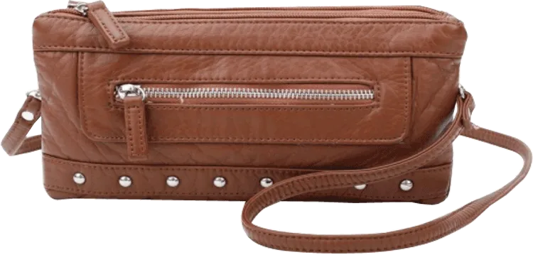 Vegan Brown Leather Wristlet