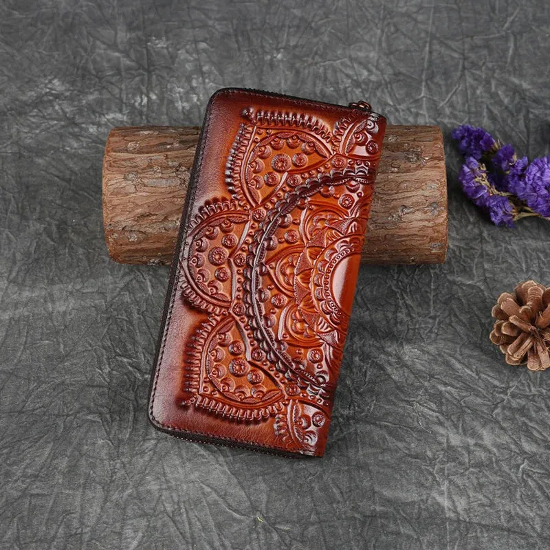 Vintage Leather Wallet - Genuine Cowhide, Classic Design, Timeless Elegance for Women