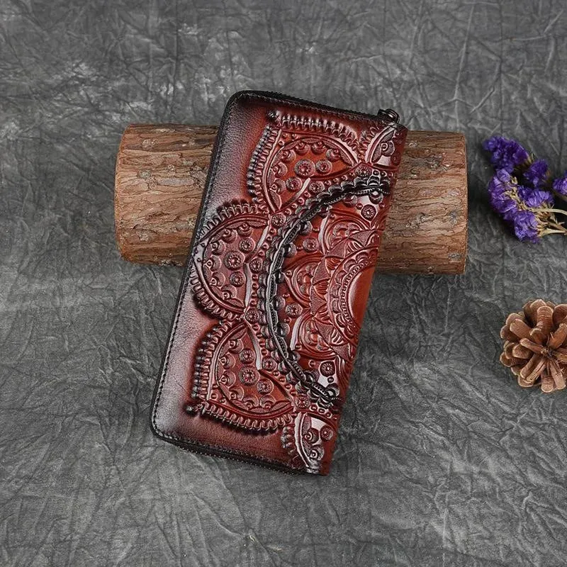 Vintage Leather Wallet - Genuine Cowhide, Classic Design, Timeless Elegance for Women