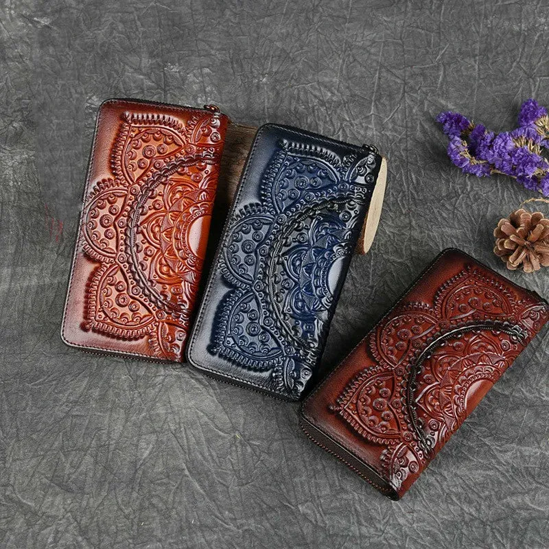 Vintage Leather Wallet - Genuine Cowhide, Classic Design, Timeless Elegance for Women