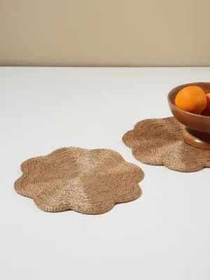 Westside Home Beige Jute Scallop Placemat (Set of2)