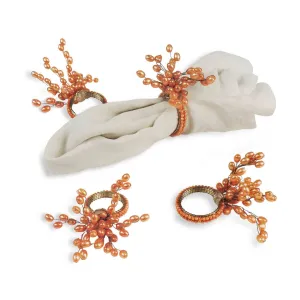 Willow Bud Napkin Ring in Orange, Set of 4