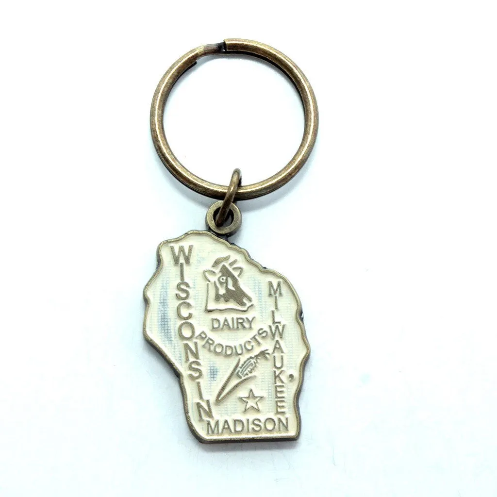 Wisconsin Key Chain - High Quality Thick Metal State Key Ring