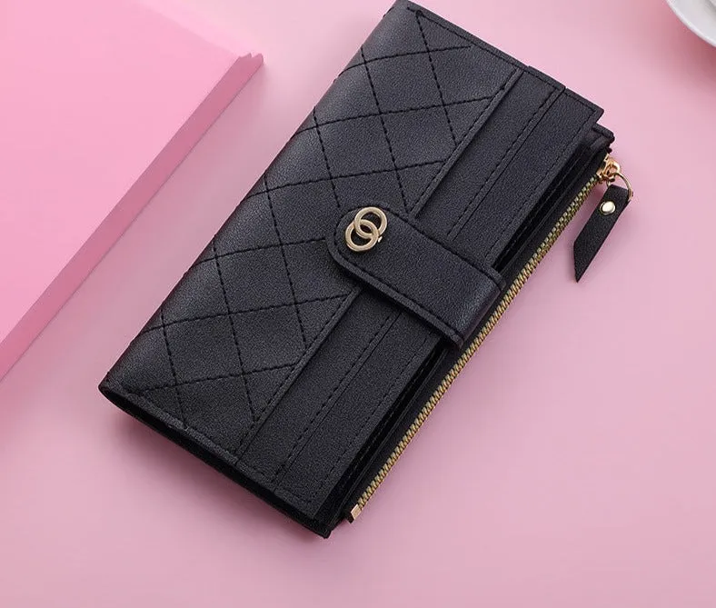 Women Wallets Plaid Pattern Soft PU Leather Long Female Purse With Zipper Quality Fashion Card Holder Wallet For Women