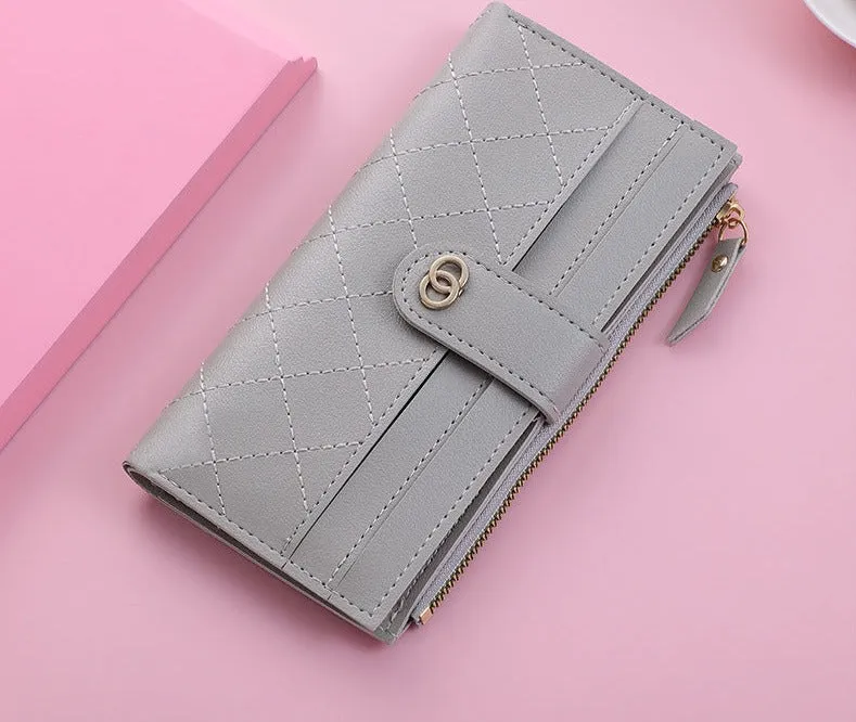 Women Wallets Plaid Pattern Soft PU Leather Long Female Purse With Zipper Quality Fashion Card Holder Wallet For Women