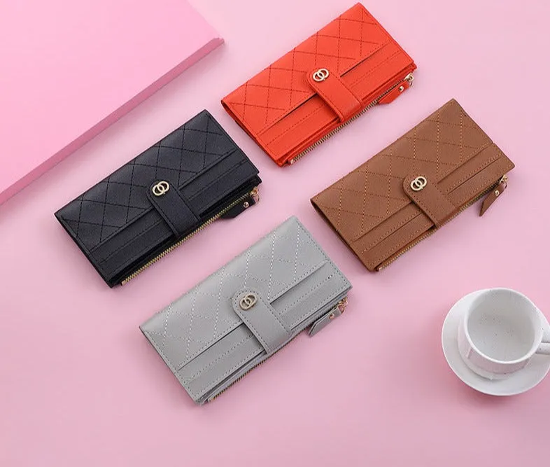 Women Wallets Plaid Pattern Soft PU Leather Long Female Purse With Zipper Quality Fashion Card Holder Wallet For Women