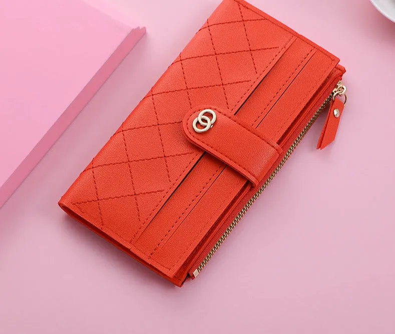 Women Wallets Plaid Pattern Soft PU Leather Long Female Purse With Zipper Quality Fashion Card Holder Wallet For Women