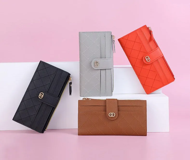 Women Wallets Plaid Pattern Soft PU Leather Long Female Purse With Zipper Quality Fashion Card Holder Wallet For Women